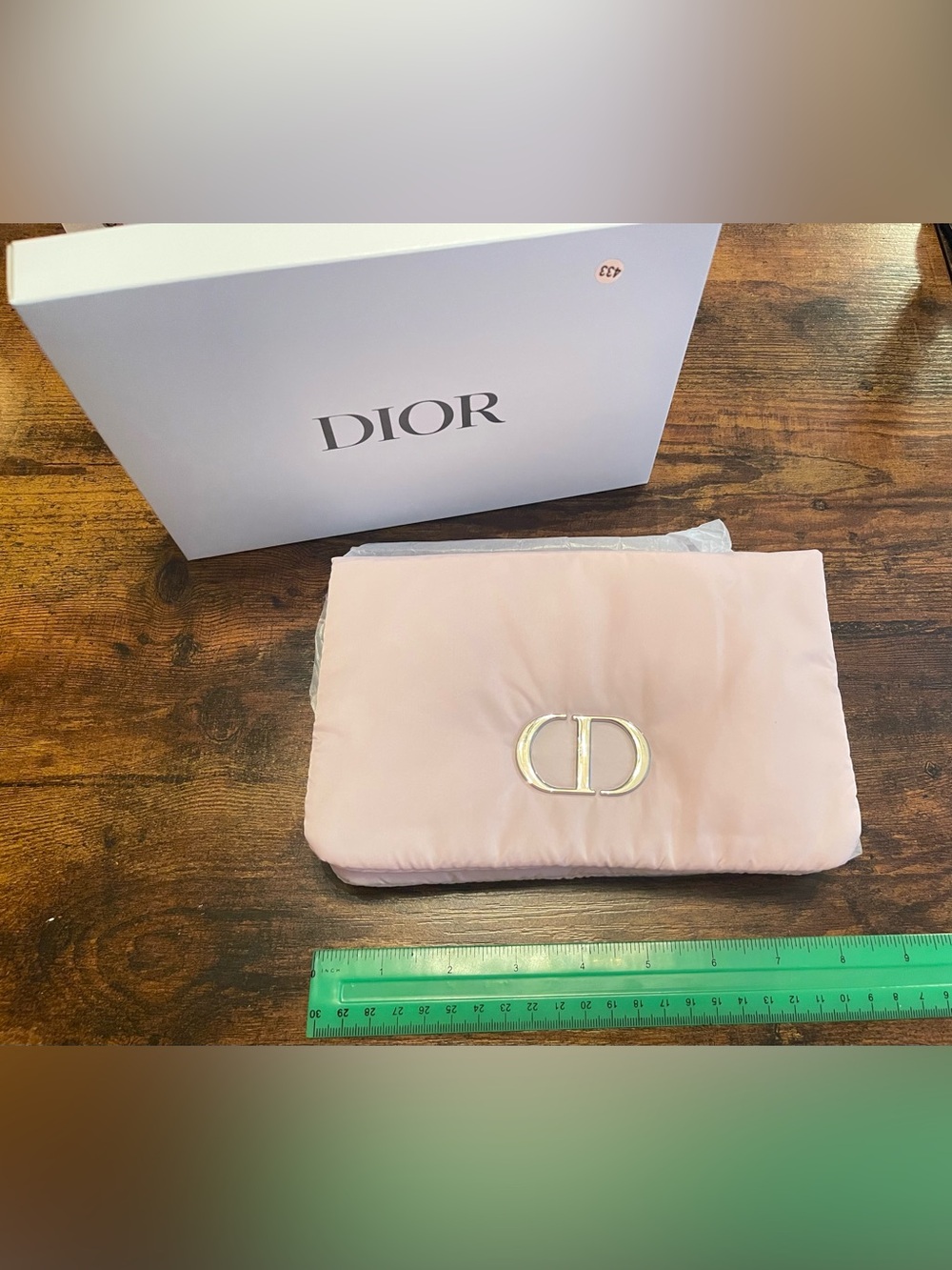 New Christian Dior Beauty Pink Puffy Nylon Pouch Makeup Cosmetic Bag & Gift Box